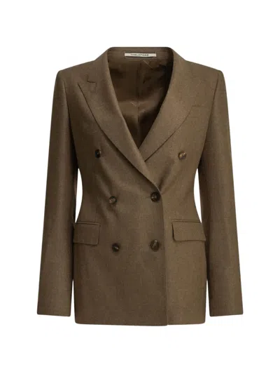 Tagliatore Paris Double-breasted Blazer In Brown