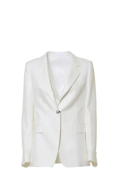 Tagliatore Paris Single Breasted Jacket In White Linen