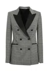 Tagliatore Wool Blend Blazer Houndstooth Embroidery In Nero/bianco