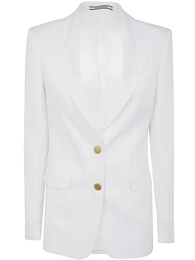 Tagliatore Textured Shimmer Notched Lapel Jacket In White