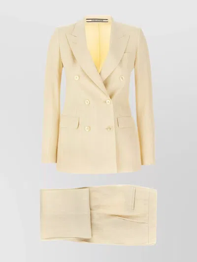 Tagliatore Parisian Coat Double-breasted Flap Pockets In Beige