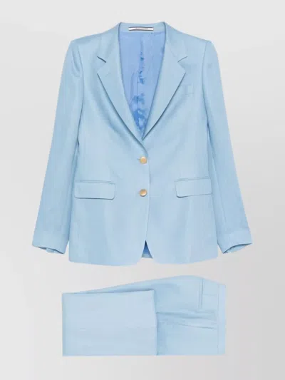 Tagliatore Parisian Flap Pocket Suit With Wide-leg Trousers In Light Blue