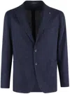 Tagliatore Single Breasted Wool Silk Cotton Tuoia Effect Jacket In 蓝色