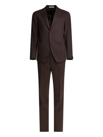 Tagliatore Patch-pocket Single-breasted Suit In Brown