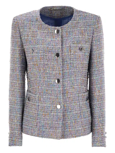 Tagliatore Crew-neck Jacket With Front Pockets In Purple