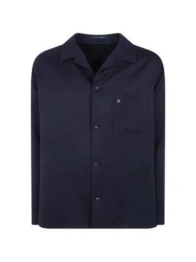 Tagliatore Patch-pocket Long-sleeve Shirt In Blue