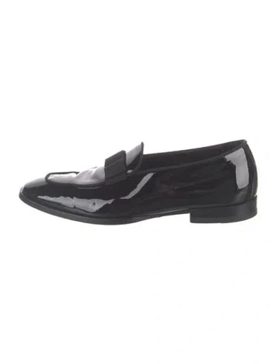 Pre-owned Tagliatore Patent Leather Dress Loafers In Black