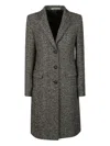 Tagliatore Pattern Herringbone Single Breasted Coat In Gray