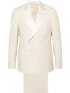 Tagliatore Patterned-jacquard Double-breasted Blazer In Neutrals