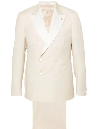 Tagliatore Patterned-jacquard Double-breasted Blazer In Neutrals