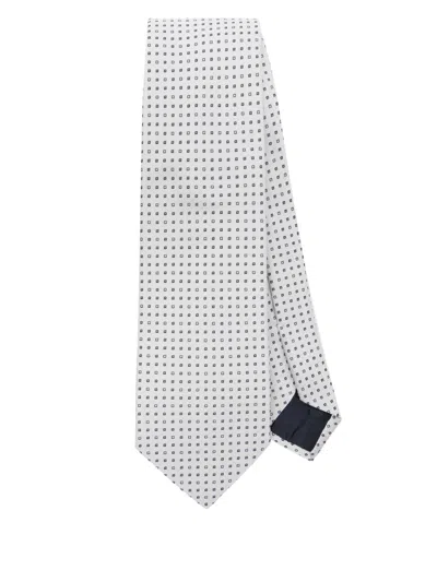 Tagliatore Patterned-jacquard Tie In White