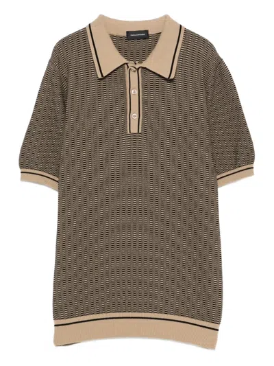 Tagliatore Patterned Polo Shirt In Brown