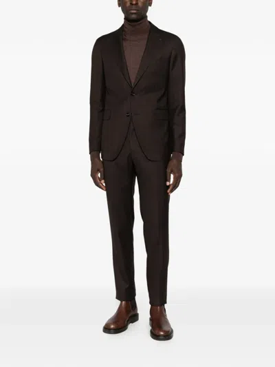 Tagliatore Patterned Suit In Brown