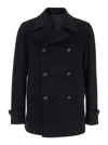 Tagliatore Black Double-breasted Coat With Wide Notched Revers In Black