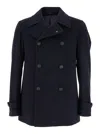 Tagliatore Blue Double-breasted Coat With Wide Notched Revers In Blue