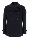 Tagliatore Blue Double-breasted Coat With Wide Notched Revers In Blue