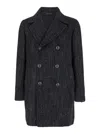 TAGLIATORE 'PEACOT' GREY SHORT DOUBLE-BREASTED COAT IN WOOL BLEND MAN