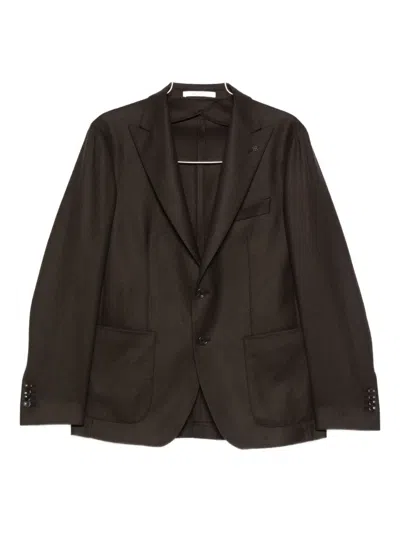 Tagliatore Peak-lapel Blazer In Brown