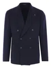 Tagliatore Double-breasted Tailored Jacket Flap Pockets In Blue