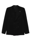Tagliatore Peak-lapel Double-breasted Blazer In Black