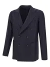 Tagliatore Peak-lapel Double-breasted Blazer In Blue