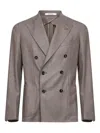 Tagliatore Beige Jacquard Wool Montecarlo Double-breasted Blazer In Neutral