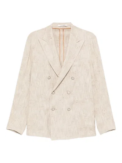 Tagliatore Peak-lapel Double-breasted Blazer In Neutral