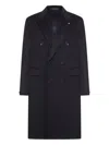 Tagliatore Navy Cashmere Double-breasted Coat With Notched Lapel In Black
