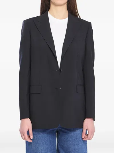 Tagliatore Peak-lapel Single-breasted Blazer In Black