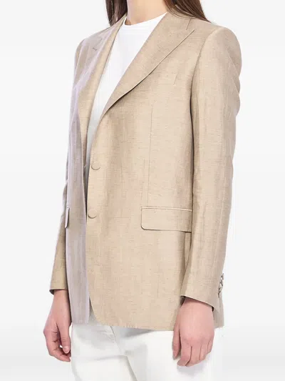 Tagliatore Peak-lapel Single-breasted Blazer In Gold