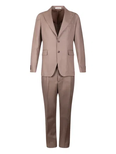 Tagliatore Peak-lapel Single-breasted Suit In Brown