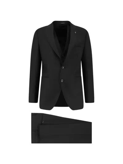 Tagliatore Peak Lapel Two-button Suit In Black