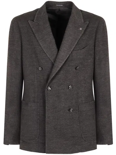 TAGLIATORE PEAK-LAPELS DOUBLE-BREASTED BLAZER