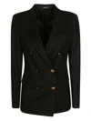 Tagliatore Double-breasted Wool Jacket Peak Lapels In Nero