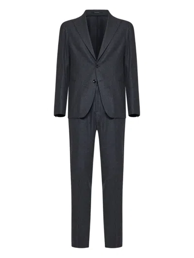 TAGLIATORE PEAK-LAPELS DRAWSTRING SUIT