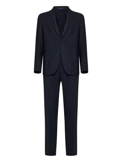 TAGLIATORE PEAK-LAPELS DRAWSTRING SUIT