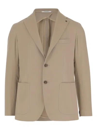 Tagliatore Peak-lapels Single-breasted Blazer In Beige