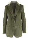 Tagliatore Single-breasted Jacket In Stretch Cotton Velvet In Green