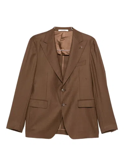 Tagliatore Peak-lapels Single-breasted Suit In Brown
