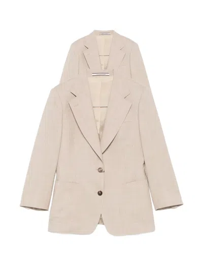 Tagliatore Peak-lapel Blazer In Neutral