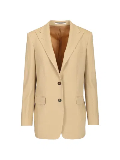 Tagliatore Peak-lapel Single-breasted Blazer In Neutral