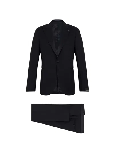 Tagliatore Peak-lapel Single-breasted Suit In Black