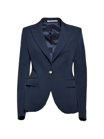 Tagliatore Peak-lapel Single-button Blazer In Blue
