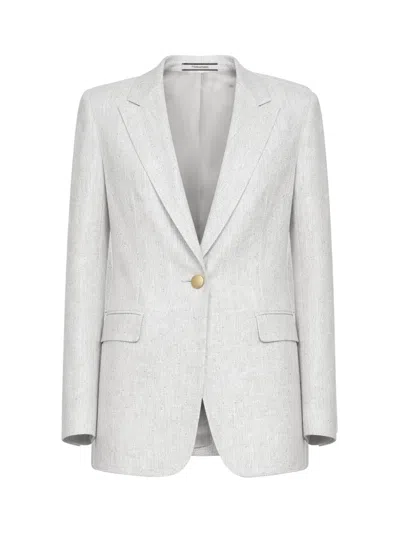 Tagliatore Pearl Melange Viscose Blend Single-breasted Blazer In Gray
