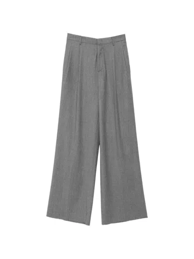 Tagliatore P-eileen Pleated Wide-leg Trousers In Gray