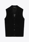 Tagliatore Men's Perforated Cotton Vest In Black
