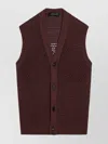 Tagliatore Perforated Cotton Vest Ribbed Hem In Brown