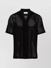 TAGLIATORE PERFORATED HAWAII SHIRT WITH EMBROIDERED HOLES