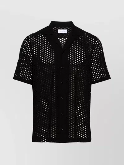 Tagliatore Hawaii Broderie-anglaise Shirt In Black