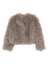 Tagliatore Teddy-textured Cropped Jacket In Gray